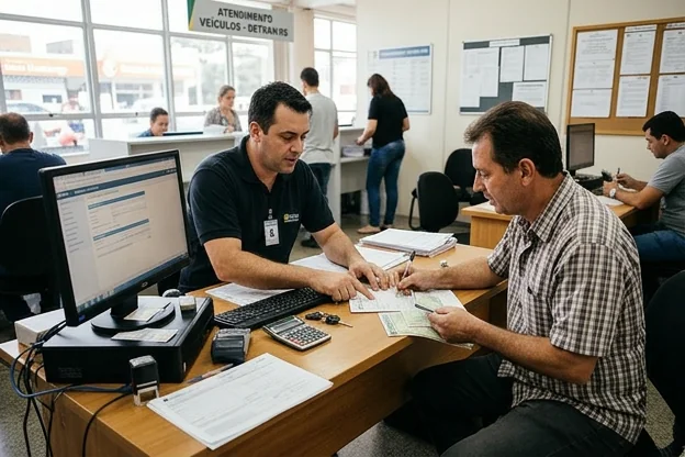 Profissional auxiliando transferência de veículo.